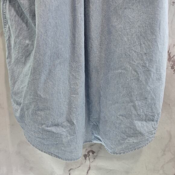 Carhartt Shirt Men Large Short Sleeve Button Up Denim Chambray Jean Collared - Picture 7 of 15